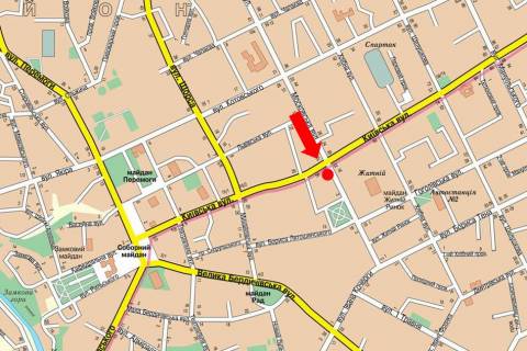 Prismatron, Prism A in Zhytomyr Nebesnoj sotni st. (byvs. st. Moskovskaa) / st. Kievskaa, vozle CUMa, Zitnego rynka, na svetofore - 18500 scheme