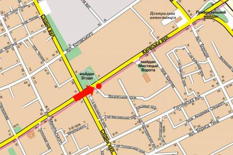 Prismatron, Prism A in Zhytomyr, 3x6  Kiivs'ka st. / Vackivs'kij av., navproti TRC "Global", supermarketiv "Fokstrot", "El'dorado", "Comfy", "Karavan" - 18405 scheme