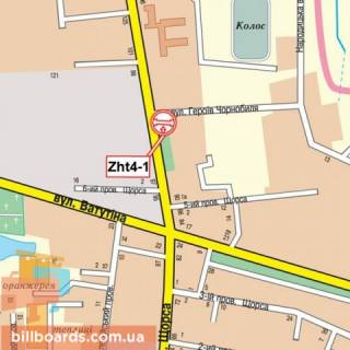 Billboard A in Zhytomyr Pokrovs'ka st. (kolis. Sorsa st.), 94, livij scheme