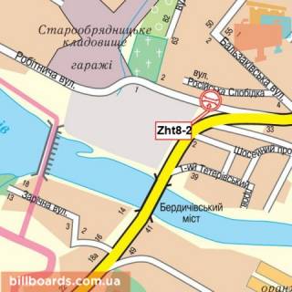 Billboard B in Zhytomyr Zujka st., 10, niznij scheme