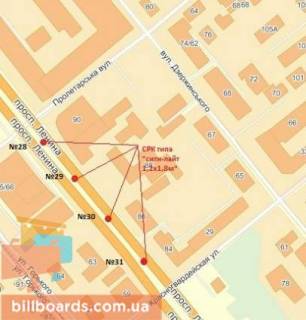 Citylight Р/П in Zaporizhzhya, 1.8x1.2  st. Proletars'ka - st. Persa livarna scheme