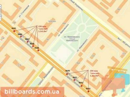 Scrolller, Scroll A in Zaporizhzhya Sobornij av. (kolis. Lenina av.) / Maakovs'kogo st. / Lermontova st., rozdil'nik, do vokzalu - 68696 scheme