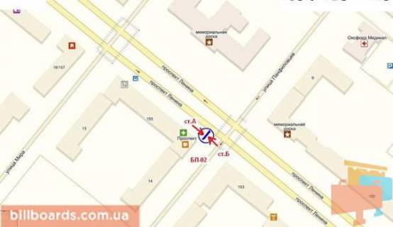 Backlight B in Zaporizhzhya Sobornij av. (kolis. Lenina av.) / Goncarenka st. (kolis. Panfilovciv st.) scheme
