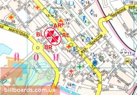 Prismatron, Prism A in Zaporizhzhya, 3x6  Dniprovs'ka st. - Postova st., Svobodi pl. - 480712 scheme