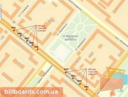 Citylight A in Zaporizhzhya Sobornij av. (kolis. Lenina av.) / Maakovs'kogo st. / Lermontova st., rozdil'nik, do vokzalu scheme