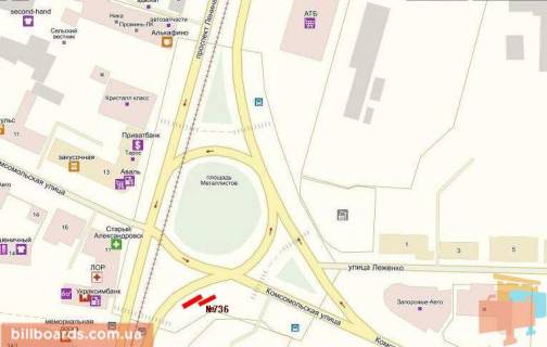 Billboard A in Zaporizhzhya, 3x6  av.Sobornyj_avtovokzal scheme