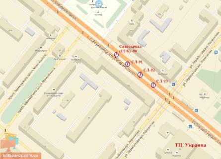 Scrolller, Scroll A in Zaporizhzhya Sobornij av. (kolis. Lenina av.) / Maakovs'kogo st. / Lermontova st., rozdil'nik, do vokzalu - 135111 scheme