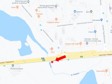 Billboard B in Kyiv, 3x6  Berestejs'kij av. - st. Usakova, navproti, z centru scheme