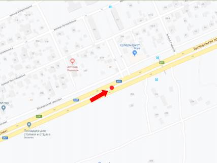 Billboard A in Kyiv, 6x3  Brovars'kij av., 45, rozdil'nik, v storonu Brovariv scheme