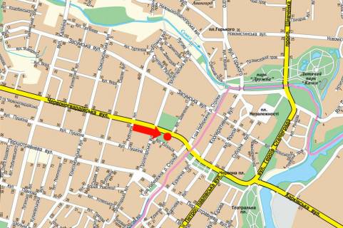 Citylight  in Sumi, 1.8x1.2  Illins'ka st. (kol. Cervonogvardijs'ka st.), bila magazinu "Stimul" scheme