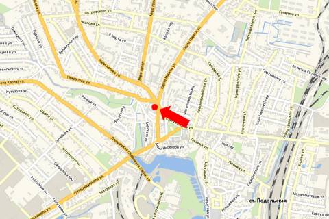 Billboard A in Shepetivka, 3x6  600-ricca Sepetivki st. / Geroiv Nebesnoi Sotni st. (kol. Marksa st.), bila magazina "Gorilocka", v centr scheme