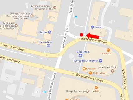 Cityscroll A in Kyiv, 1.8x1.2  Hresatik st. 29 / Bessarabs'ka pl., na svitlofori, v storonu Hresatik st. scheme