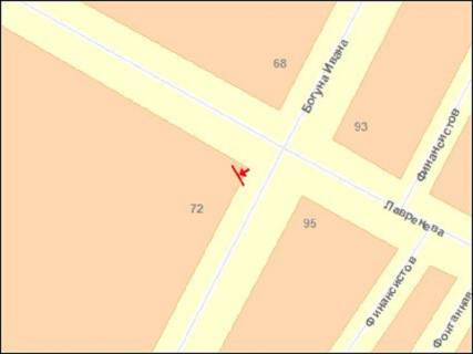 Billboard A in Kherson Lavren'ova st. - Boguna st. (kolis. Illica st.) scheme