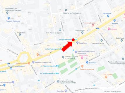 Citylight B in Lviv, 1.8x1.2  Gorodoc'ka st., 94 - st. Hotins'ka, zup. "Pl. Kropivnic'kogo", v centr scheme