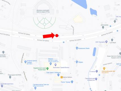 Citylight B in Lviv, 1.8x1.2  Hutorivka st., 35, zup. "Duhovna seminaria" (liva), v storonu av. Cervona Kalina scheme