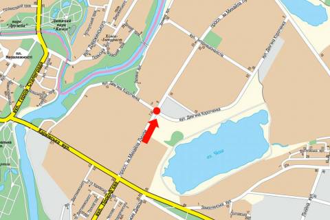 Billboard A in Sumi, 3x6  Luspi av. / Sirka st. (kol. Korotcenka st.), rozdil'nik, bila TRC "Lavina", supermarketiv "Sil'po", "El'dorado", z centru, verhna scheme