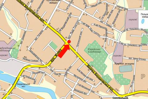 Billboard A in Zhytomyr, 3x6  Berdicivs'ka st., 97 / Tolstogo st., na svitlofori, verhna scheme