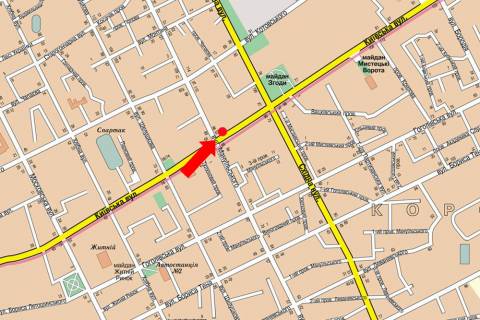 Citylight B in Zhytomyr, 1.8x1.2  Kiivs'ka st., 67 / Mazepi st. (kol. Manuil's'kogo st.) scheme