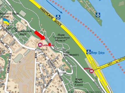 Citylight A in Kyiv, 1.8x1.2  Parkova doroga st., v rajoni "Zelenogo teatru", v bik Dniprovs'kogo spusku scheme