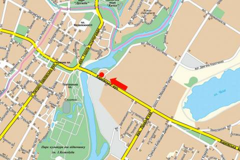 Prismatron, Prism A in Sumi, 3x6  Harkivs'ka st., 1 / Sirka st. (kol. Korotcenka st.), bila TRC "Manufaktura", supermarketiv "Sil'po", "Comfy", v centr - 20198 scheme