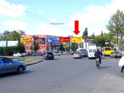 Billboard  in Mykolaiv, 3x6  Bogoavlens'kij av. (kol. Zovtnevij av.) / Pogranicna st. (kol. Cigrina st.), kil'ce avtovokzalu, bila supermarketiv "Velika Kisena", "Tehnopolis", prava Photo 1