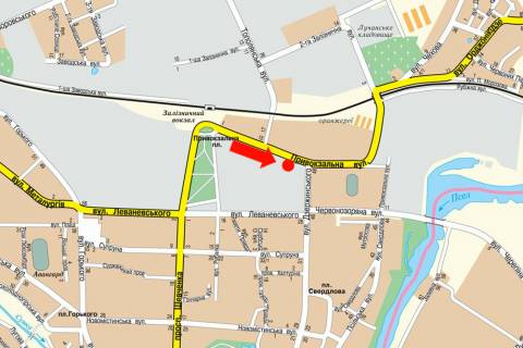 Billboard A in Sumi, 3x6  Privokzal'na st. / Troic'ka st., bila supermarketu "Ekomarket" scheme