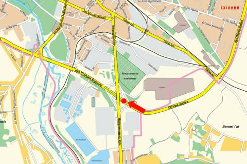 Billboard A in Ternopil, 3x6  Budnogo st. / Mikulinec'ka st., bila AZS "Ukr-Petrol'", rozdil'nik scheme