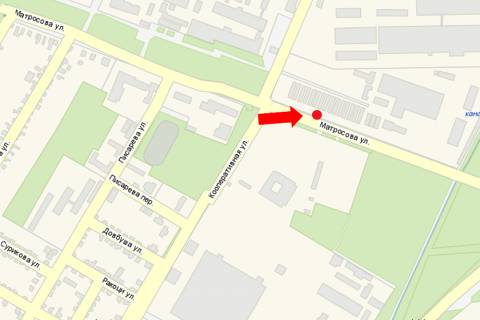 Billboard B in Mukachevo, 3x6  Masarika st. (kol. Matrosova st.), bila vhodu na rinok, gipermarketu "Mivan", z centru scheme