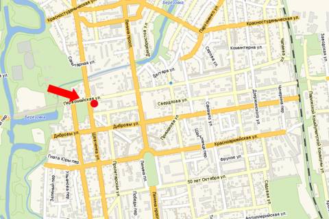 Billboard  in Oleksandria, 3x6  Persotravneva st., 9 / Sevcenka st. scheme