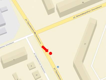 Billboard B in Uzhgorod, 3x6  Grusevs'kogo st., 29 / Zan'kovec'koi st., v bik Minajs'koi st. scheme