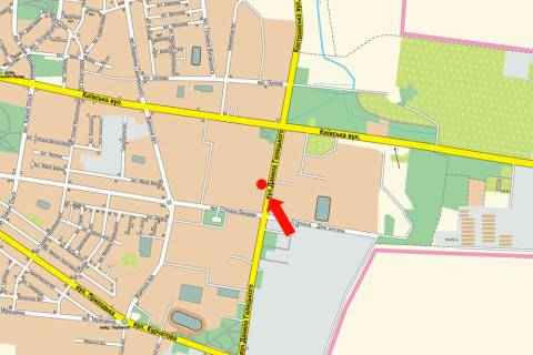 Billboard A in Rivne, 3x6  Galic'kogo st., bila magaziua "Misan", 500 m. do rinku "Andriivs'kij" scheme