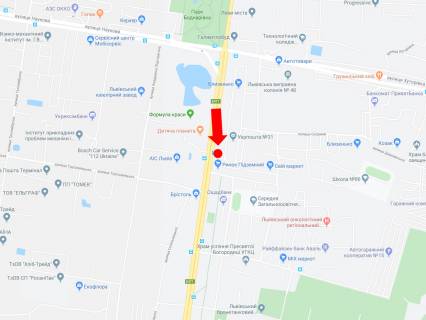 Citylight  in Lviv, 1.8x1.2  Strijs'ka st. 57 (zup. "Skorini"), navproti TRC "Ditaca planeta", Pidzemnogo rinku, z centru scheme