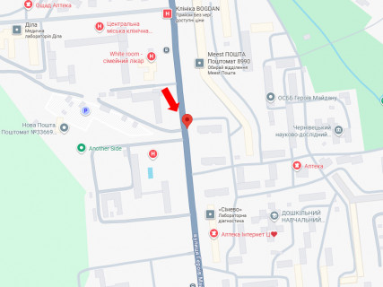 Billboard B in Chernivtsi, 3x6  Geroiv Majdanu st. (kol. Cervonoarmijs'ka st.), 79, z centru (flazok) scheme