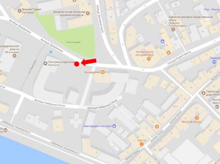 Citylight  in Uzhgorod, 1.8x1.2  Postova pl., v bik Druzbi Narodiv pl., zupinka scheme