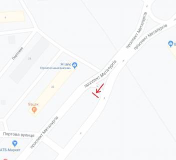 Billboard A in Zaporizhzhya, 6х3  Metalurgiv prosp., bila BK im. Kirova scheme