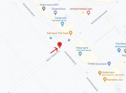 Billboard B in Kam'yanske (Dniprodzerzhinsk), 6х3  prosp. Metalurgiv - prosp. Geroiv ATO scheme