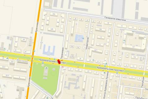 Billboard  in Odessa, 3x6  Admiral's'kij av. - Geraneva st., z centru scheme