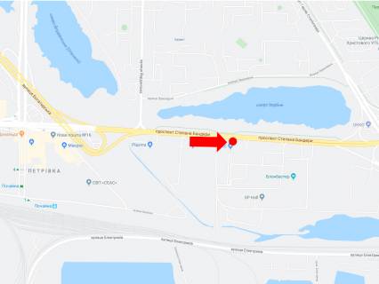 Video Billboard A in Kyiv, 3x6  Banderi av. (kolis. Moskovs'kij av.) 28, bila supermarketu "Metro", v bik Pivnicnogo mostu - 456814 scheme