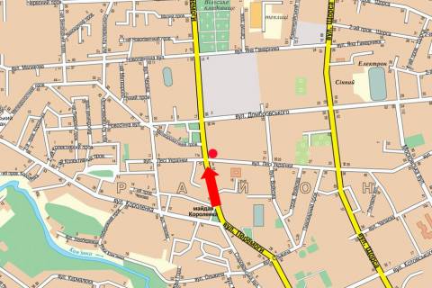 Billboard A in Zhytomyr, 3x6  Peremogi st., 54 / Ukrainki st., z centru scheme