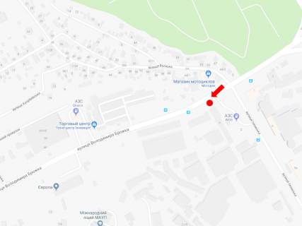 Billboard B in Kyiv, 2.3x3.14  Brozka st. (kolis. Kirovograds'ka st.) - st. Izums'ka, bila AZS "WOG", v bik av. Lobanovs'kogo (kolis. Cervonozoranij av.) scheme