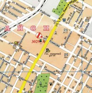 Billboard A in Kherson Komkova st., bila rinku, Zitlovij masiv scheme