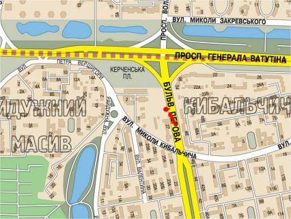 Billboard  in Kyiv, 3x6  Perova bst., 27, v bik Vatutina av. scheme