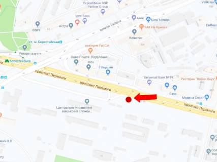 Billboard B in Kyiv, 3x6  Peremogi av., 76, navproti, v storonu st.m. "Berestejs'ka", z centru scheme