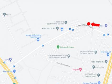Billboard A in Kremenchuk, 3x6  Pugacova st., 8B, bila avtosalonu "Avtotehsport" scheme