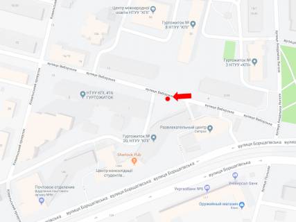 Billboard B in Kyiv, 2.3x3.14  Viborz'ka st., 1, KPI, v storonu st. Get'mana scheme