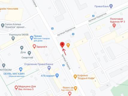 Billboard A in Mykolaiv Ozernaa st., 2v - Kurortna st. scheme