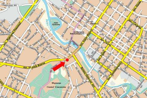 Citylight  in Kropyvnytskyi (Kirovograd), 1.8x1.2  Soborna st. (kol. 50-ricca Zovtna st.), 80, navproti scheme