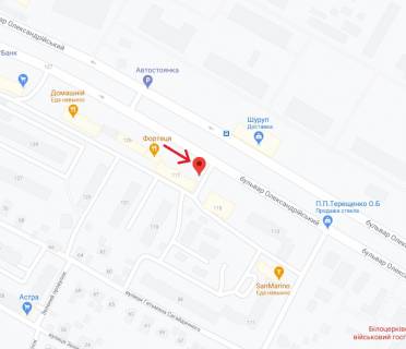 Billboard A in Bila Tserkva, 3х6  b-r Oleksandrijs'kij, 117/125 (m-n Centro) scheme