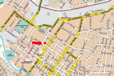 Citylight B in Kropyvnytskyi (Kirovograd), 1.8x1.2  Sevcenka st., 17, bila kafe "Corna kava" scheme