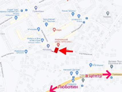 Billboard B in Pisochin, 3x4  смт Пісочин, в'їзд Набережний, мікрорайон "Мобіль", з центру scheme